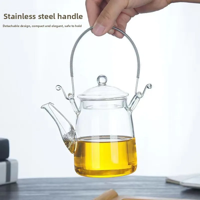 

Жаропрочный стеклянный чайник с фильтром для заваривания цветочного и красного чая, маленький, ручной работы, для использования на плите