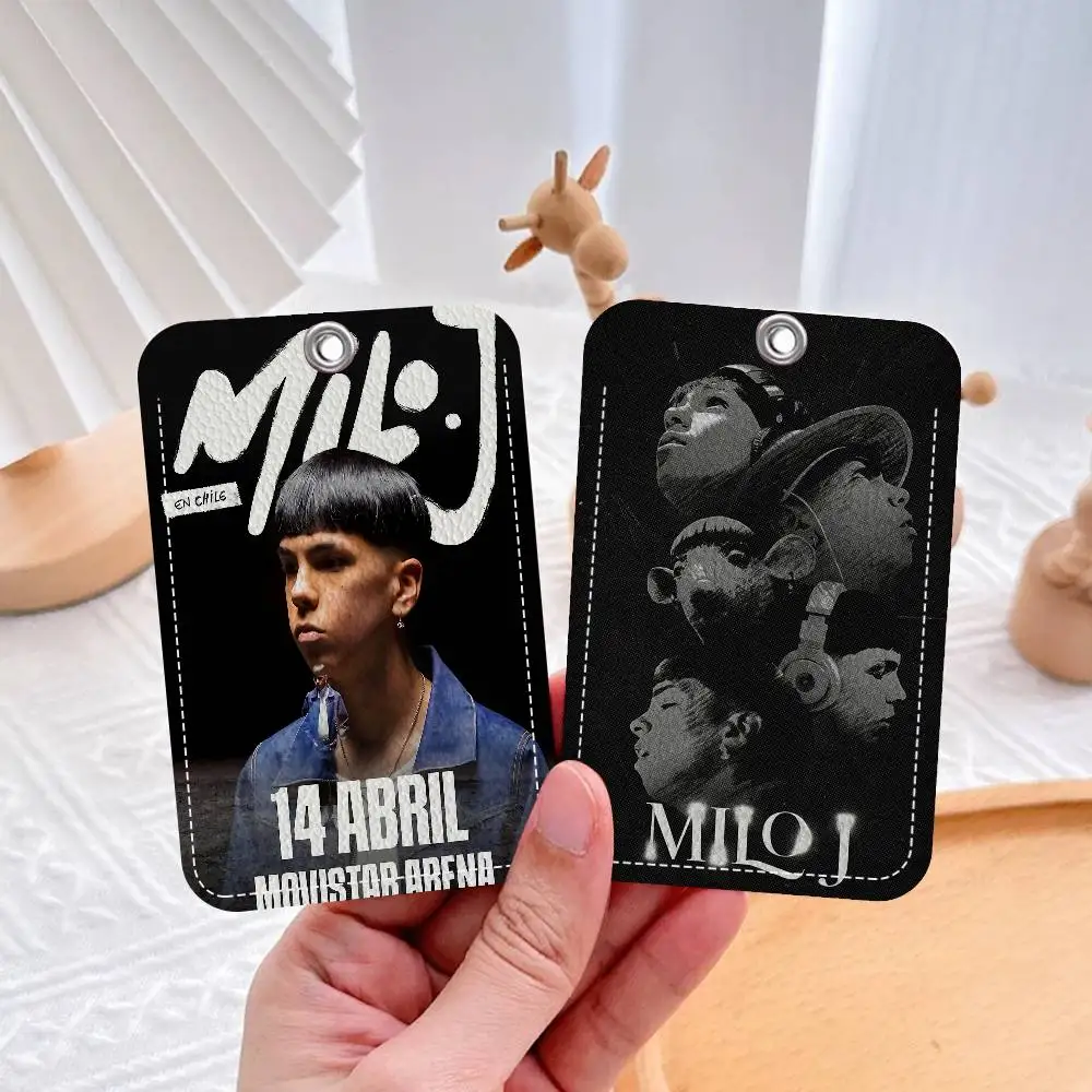 Singer M-Milo J Rectangle ID Card Case Keychain Access Card Bag Key Tag Ring Leather Card Holder Key Ring Access
