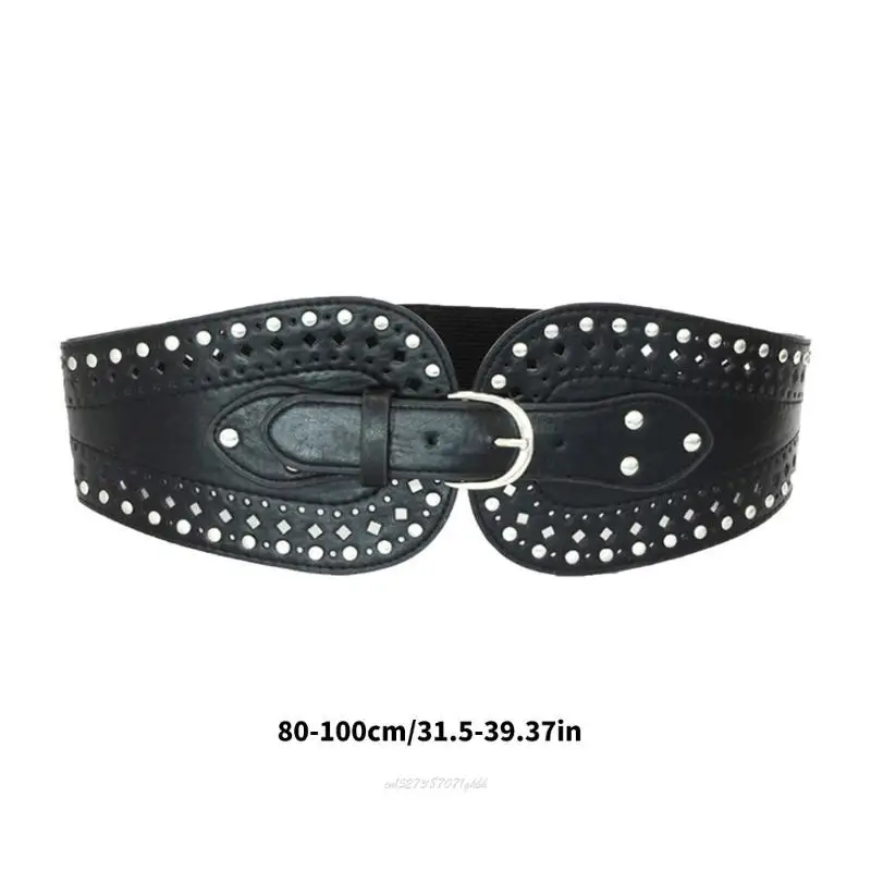 X5XA حزام خصر عريض مريح للشباب عصري حزام خصر مرن أنيق لملابس أنيقة #6