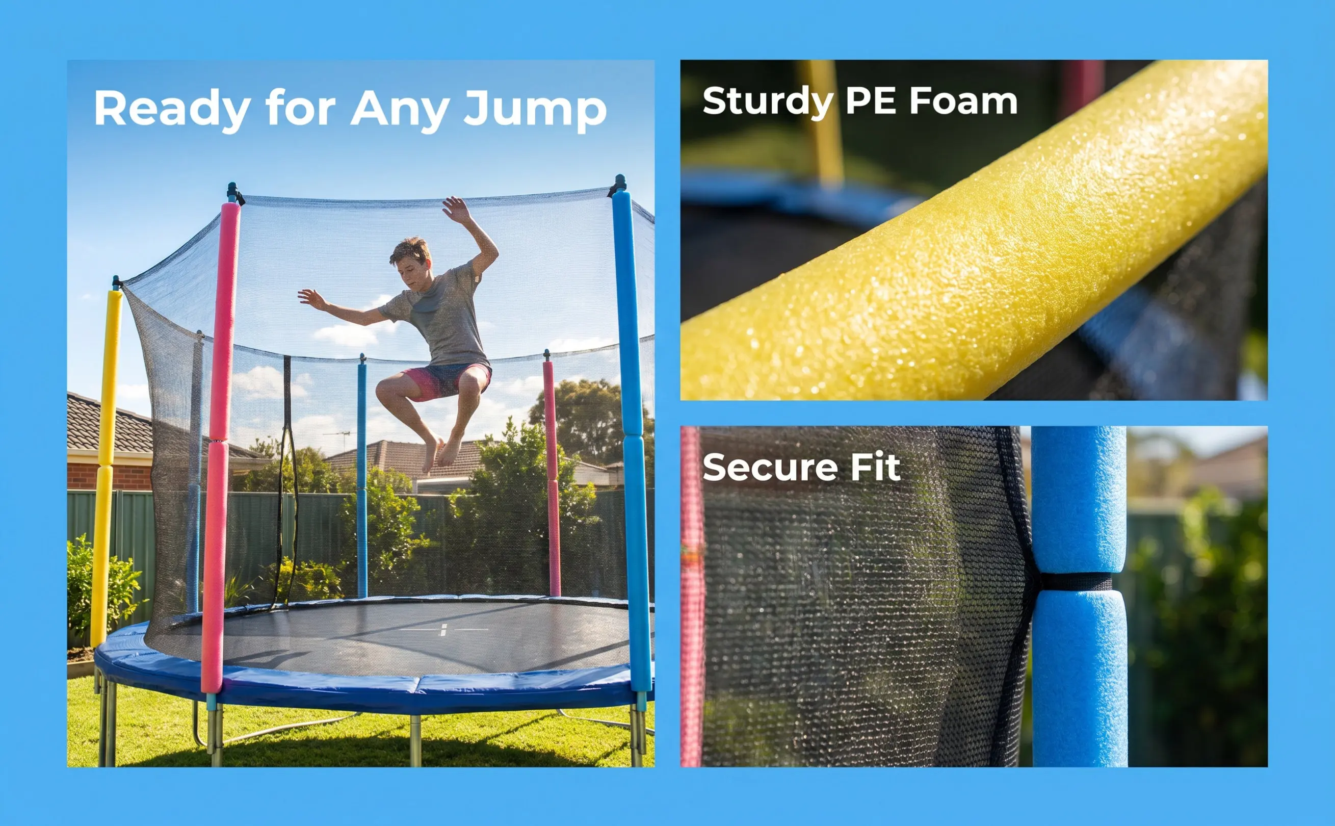 6pcs Trampoline Pole Foam Sleeves – High-Density Safety Padding Covers for Home, School & Outdoor Trampolines