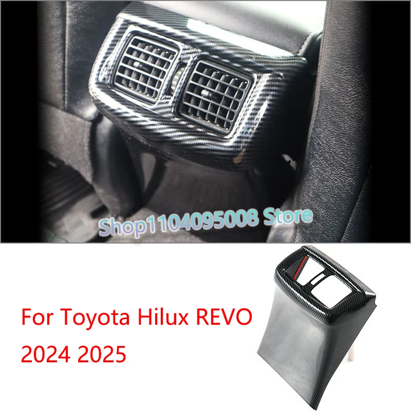 

For Toyota Hilux Hilux REVO 2024 2025 Car Rear Air Conditioning Vent Outlet Frame Cover Trim ABS Carbon Fiber Car Accessories