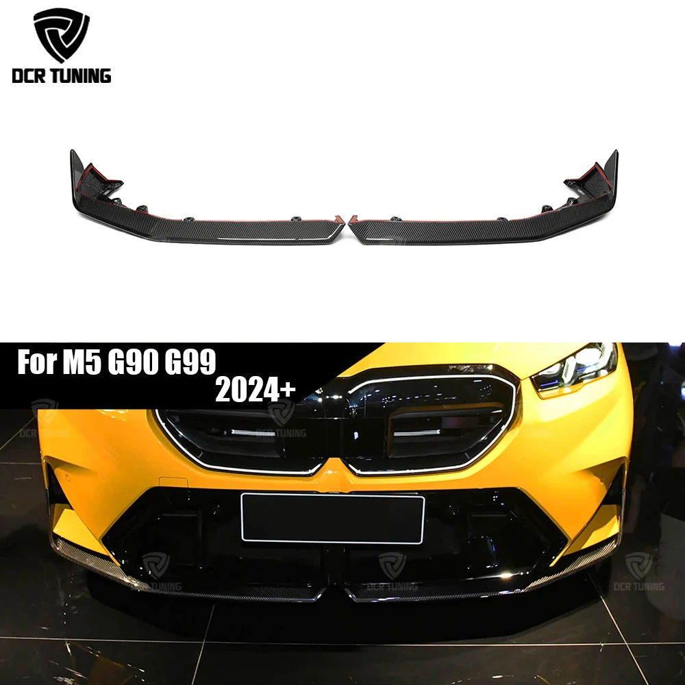 2Pcs For BMW 2024+ M5 G90 G99 Touring MP Style Dry Carbon Fiber Front Bumper Lip Body kit Splitter Plate