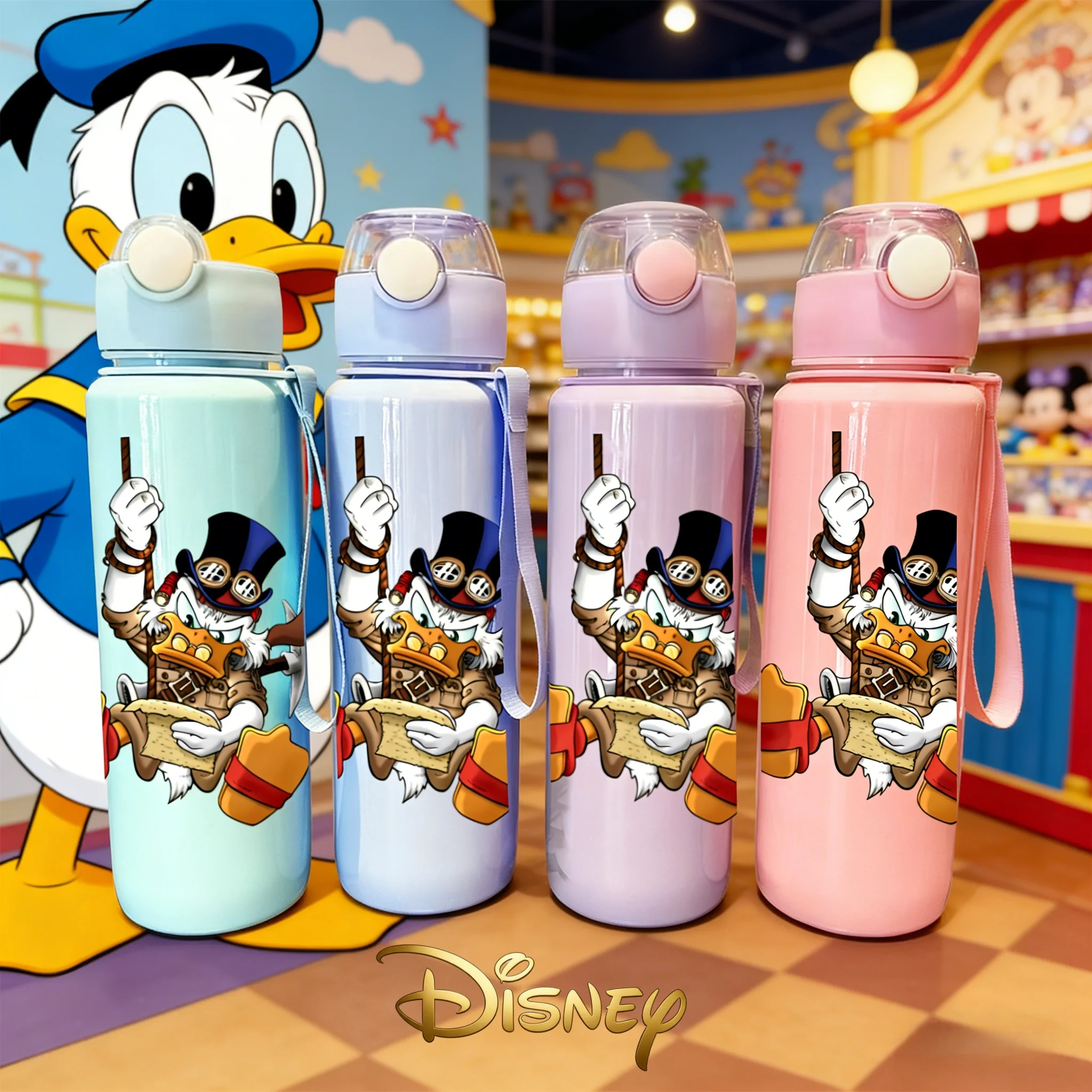 

Бутылка для воды с 3D-принтом Дональда Дака от Disney - милый, современный дизайн, устойчивая к выцветанию, яркие цвета, высокая эстетика