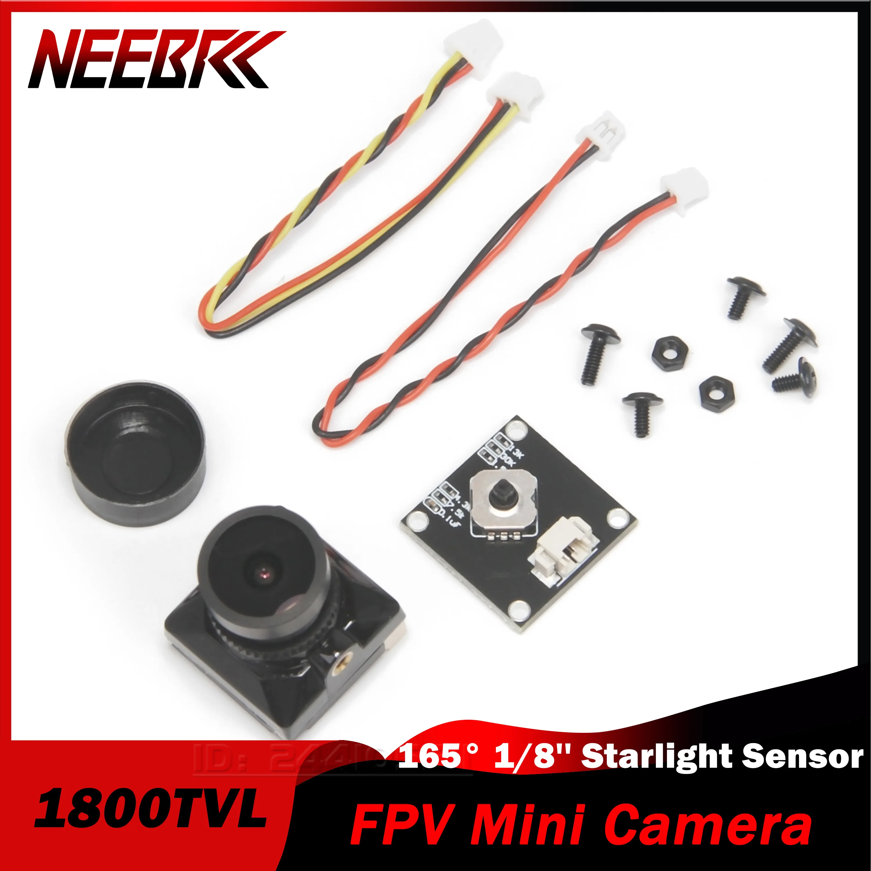 

NEEBRC 1800TVL FPV Mini Camera 165° 1/8'' Starlight Sensor 5-40V 16:9/4:3 PAL/NTSC for RC Freestyle Racing Drone Upgrade Part