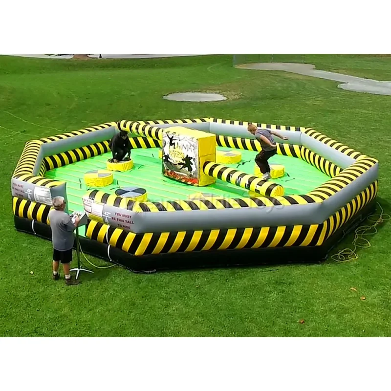 8m Outdoor Sport Game Toxic Meltdown Standing Wipe Out Inflatable Wipeout Inflatable Obstacle Course for Adults