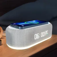 Alarm Bedroom Lamp Night Light Desk Table Clock 15W Wireless Chargers Pad Stand Temperature Thermometer Phone Fast Charging Dock