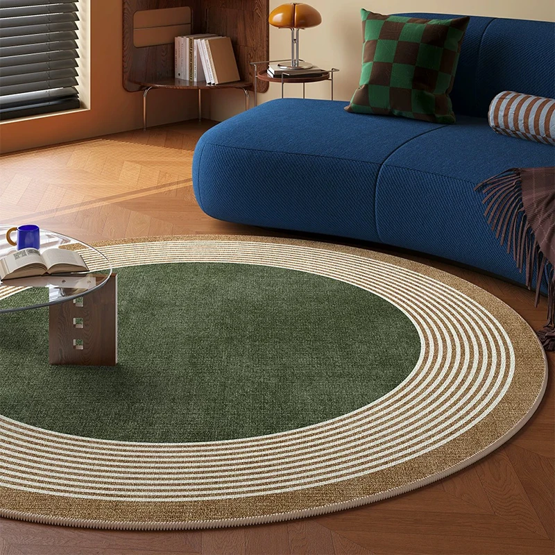 Round Living Room Carpet Large Size Rug Comfortable Loop Pile Floor Mat Modern High-end Green Dopamine Rugs Home Decoration Mats
