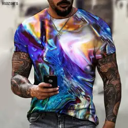 Men's oversized T-shirt 5XL 2022 new summer art 3D street colorful interesting trend Harajuku clothing quick dry