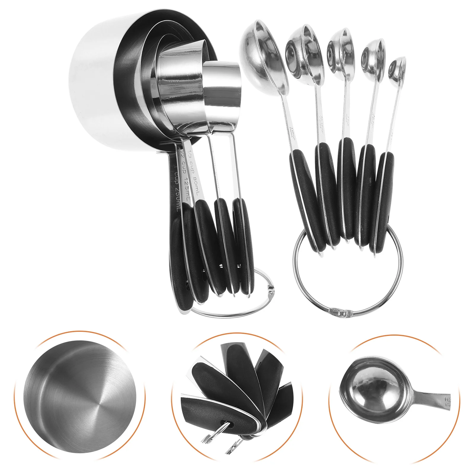1 مجموعة قياس الكؤوس مجموعة الملاعق الفولاذ المقاوم للصدأ الخبز المطبخ أدوات قياس دقيقة قياس الكؤوس والملاعق مجموعة #2