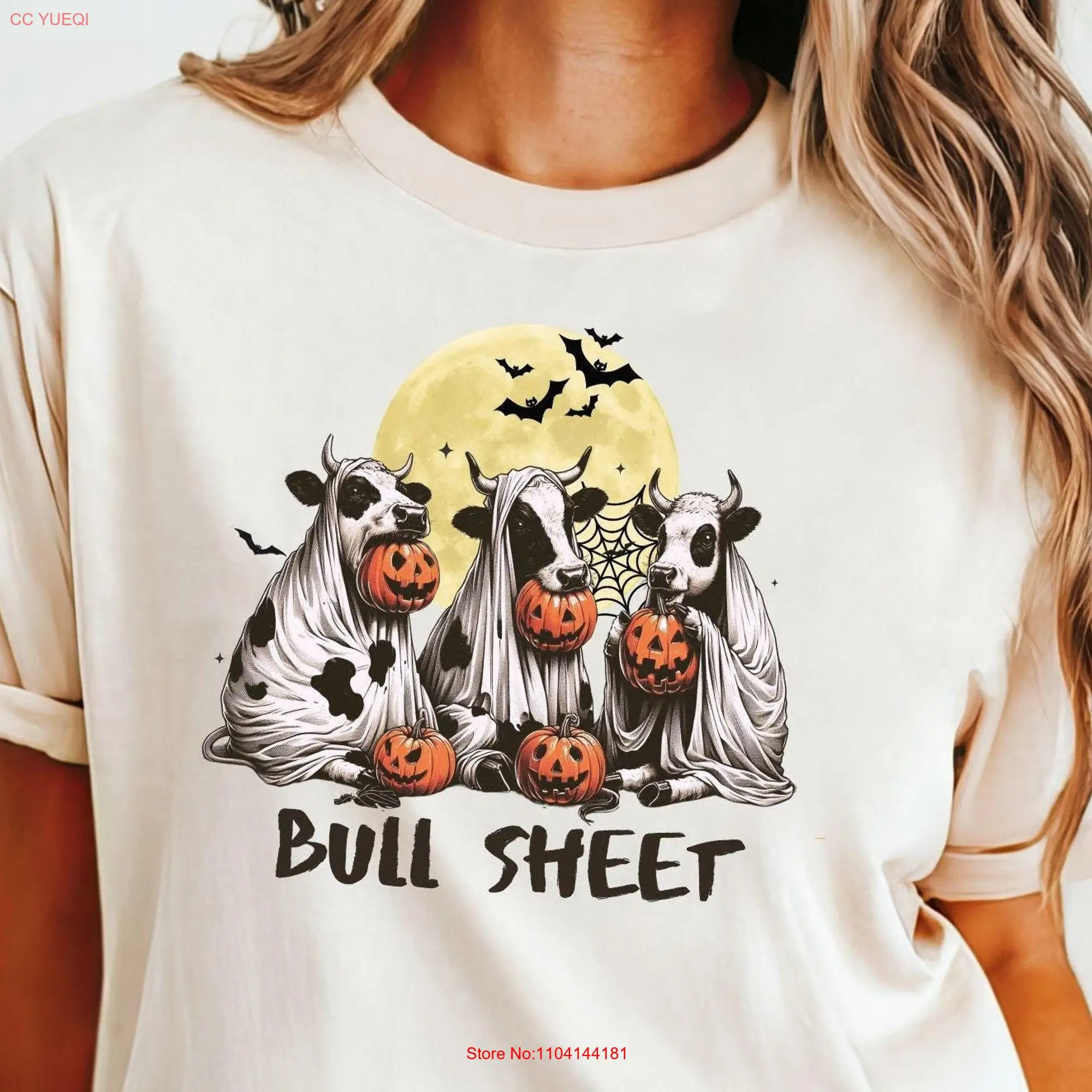 Comfort Colors Spooky T Shirt Halloween Cows Funny Bull sheet Farm Animals Farmer Homesteaders long or short sleeves