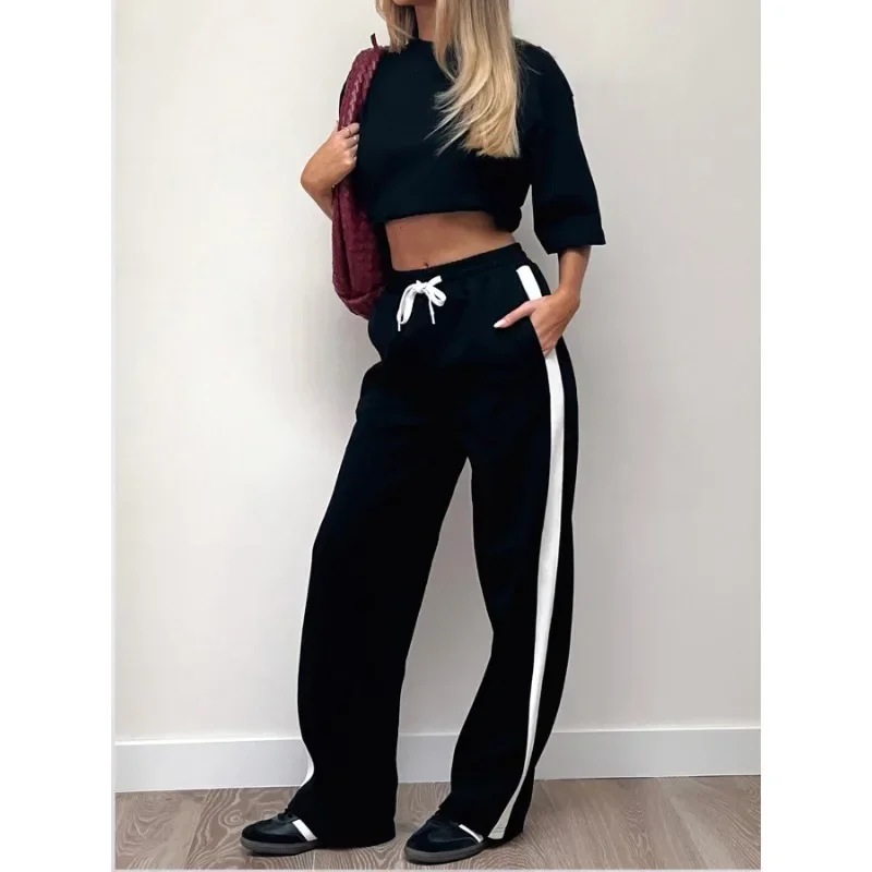 

Women's Track Wide Leg Pants Athletic Jogging Sweatpants With Pockets Warm-Up Sports Running Pants Sportswear Loose カラコン