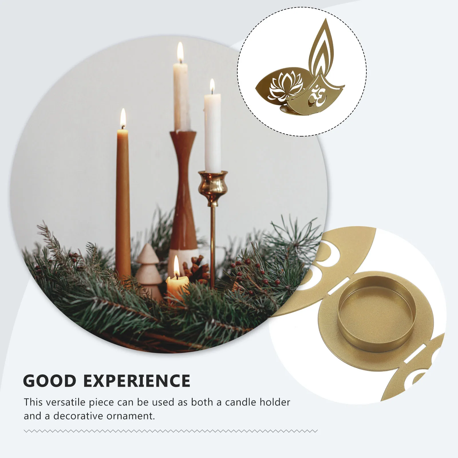 Porta tealight in metallo con supporto per Diwali, candelieri in ferro, decorazione per proiezione, ornamento festivo, accessori per il desktop