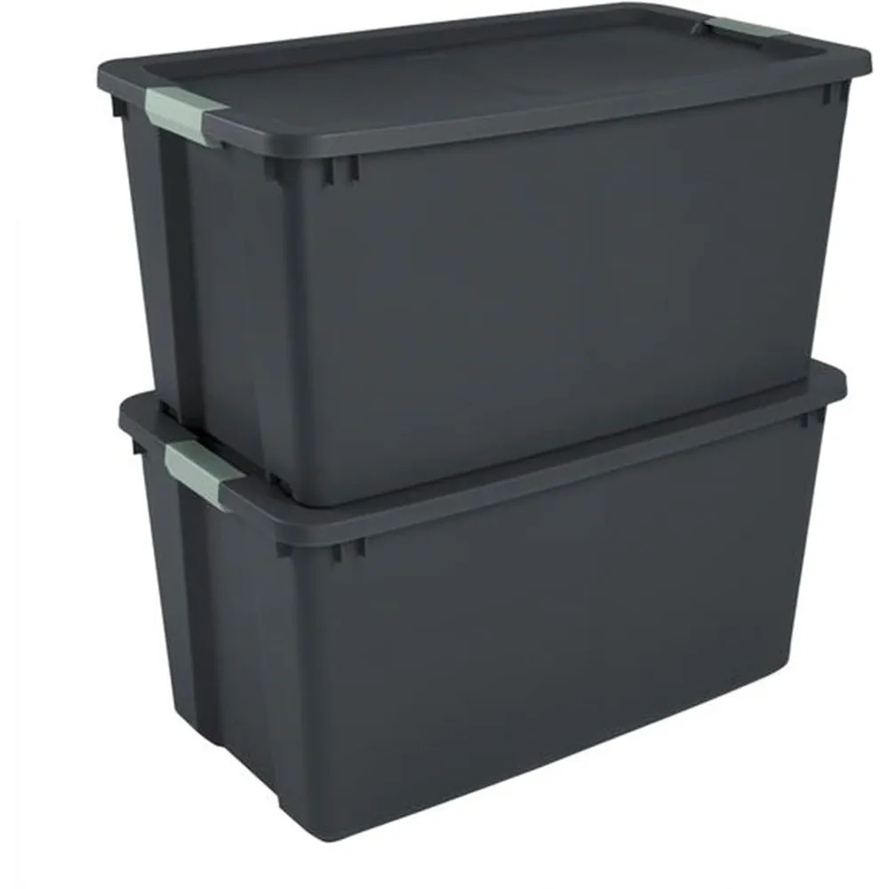 4 pacotes de sacola com trava de rodas de 45 galões, compartimento de armazenamento de plástico empilhável, cinza/verde