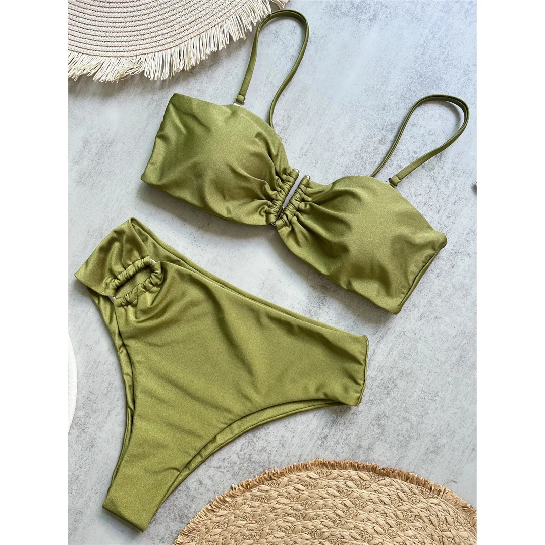 4 Farben, V-förmiger, gepolsterter Damen-Badeanzug, hochtaillierter Bikini, zweiteiliges Bikini-Set, Badebekleidung, Badeanzug, Modell V6583. – Detail 18