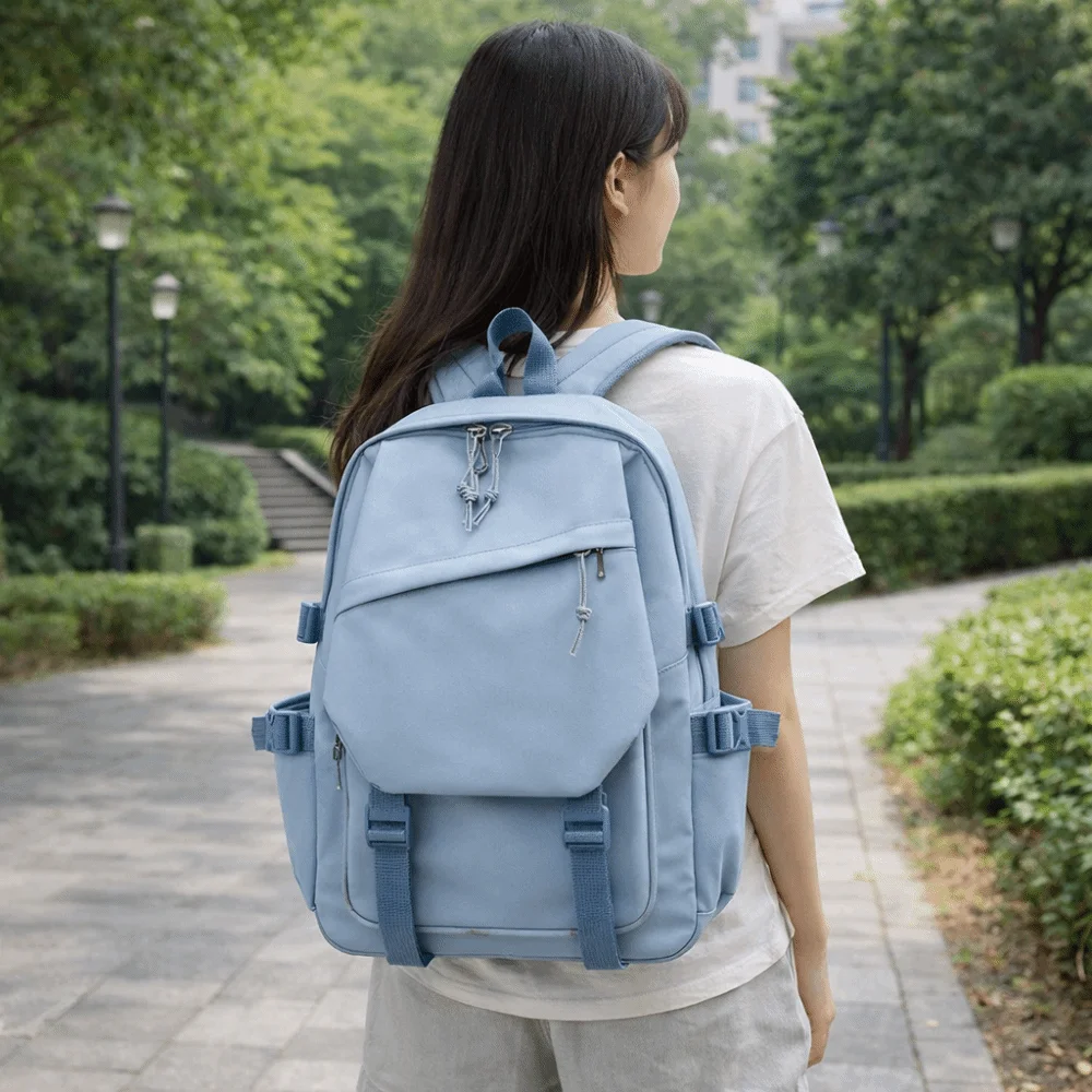 多機能ナイロンバックパック無地調節可能な女性ショルダーバッグ大容量韓国スタイル学生通学旅行