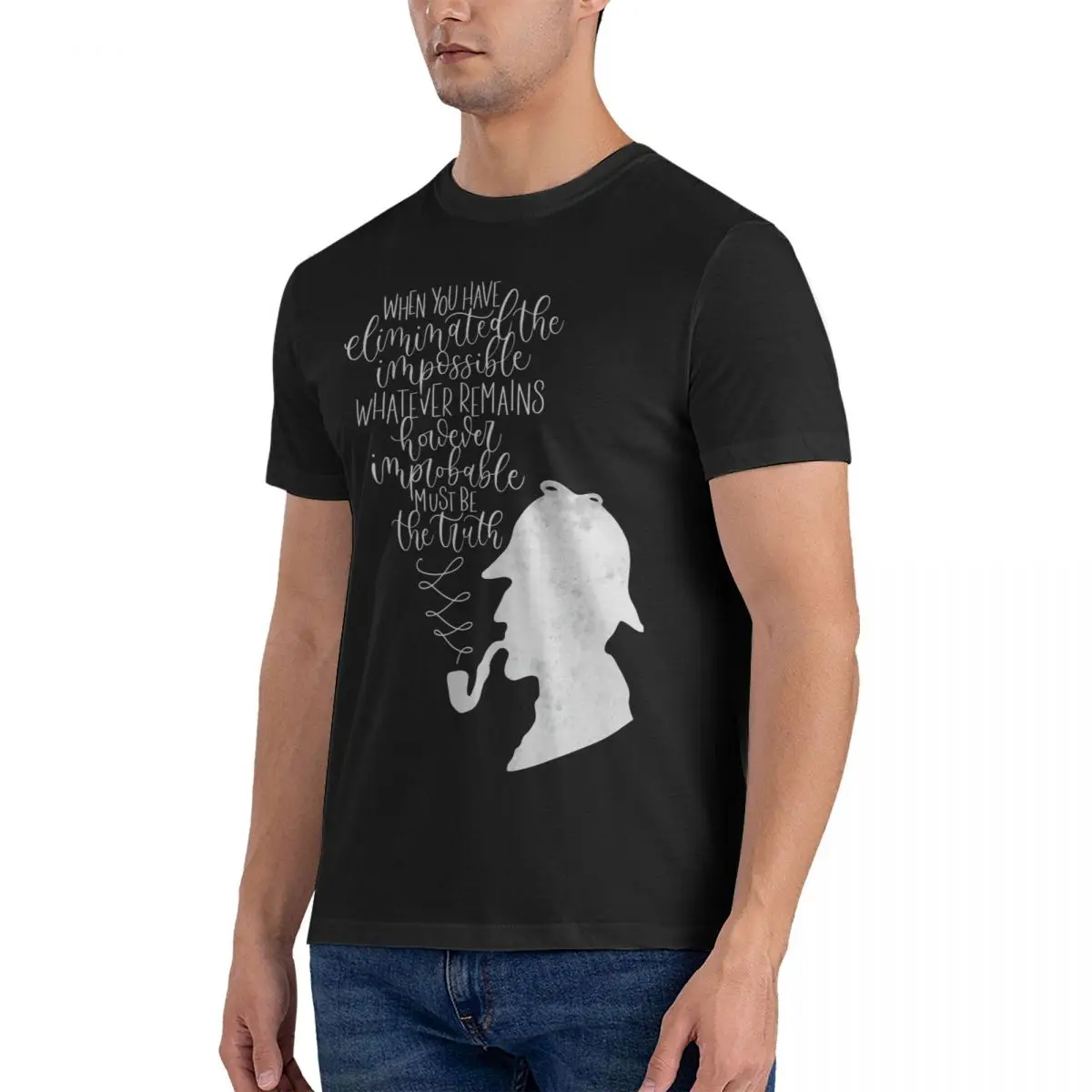 WHITA T-Shirt for Men S-Sherlock Holmes Awesome Cotton Tee Shirt Round Neck Short Sleeve T Shirt Original Tops