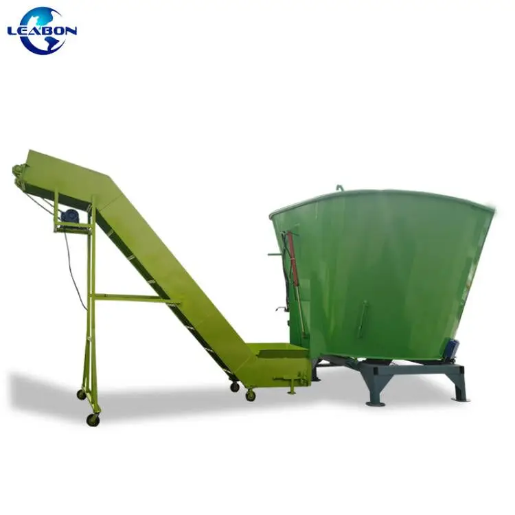 Animal Feed Mixer Machine With Crushing Cutting For Agriculture Straw Grass TMR Horizontal Livestock Feed Mixer