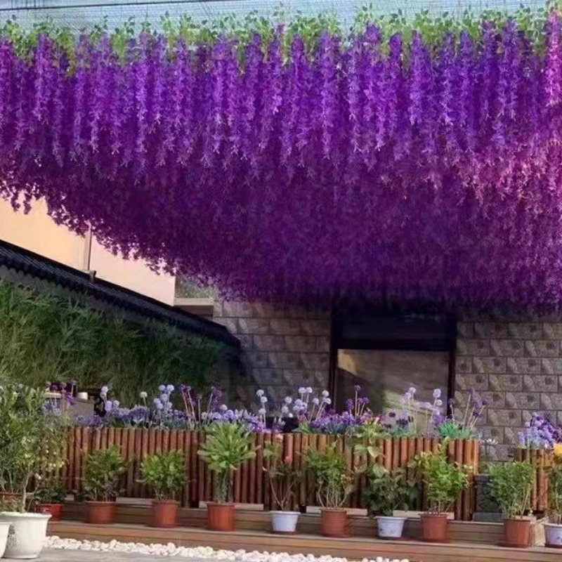 

12pcs/Artificial Wisteria False Violet Ceiling Flower Rattan Wedding Family Garden Hotel Corridor Living Room Office Decoration