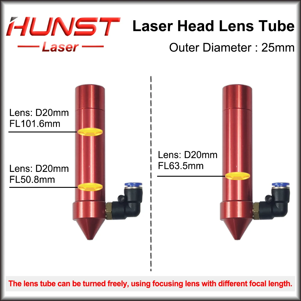 Imagem -02 - Hun- Tubo de Lente de Co2 Diâmetro Externo de 25 mm para Lente de Dimm fl de 50.8 63.5 101.6 mm para Máquina de Gravação a Laser de Co2