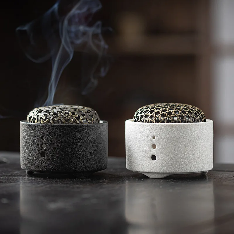 Ceramic Incense Stove Zen Retro Mosquito Incense Stove Home Decoration Ashtray Desktop Decoration Mesh Cover Incense Plate