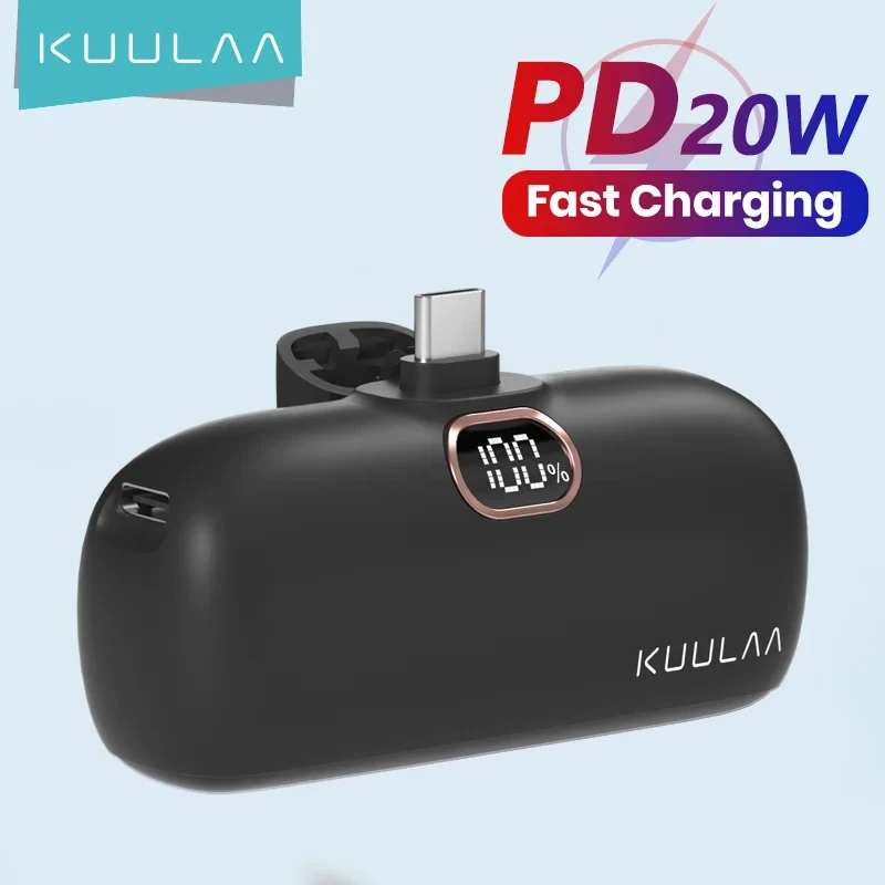 

KUULAA Mini Power Bank 5000 мАч PowerBank QC PD Быстрая зарядка для iPhone 15 14 13 Внешний аккумулятор Портативное зарядное устройство для Xiaomi Mi