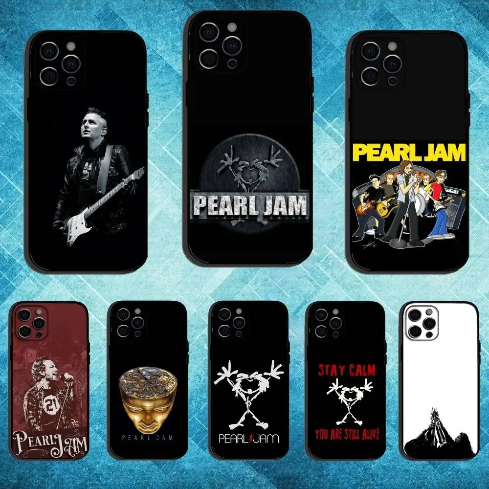 

Band P-Pearl J-Jam Phone Case For iPhone17,16,15,14,13,12,11 Plus,Pro Max Soft Black Cover