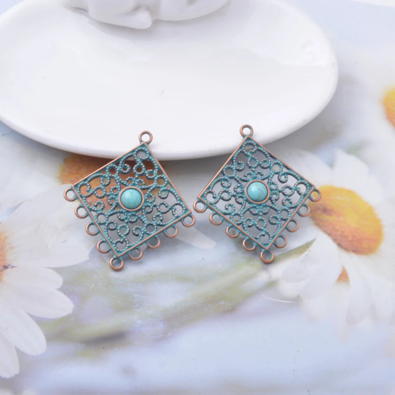 10 Stück Vintage Runde Charms, Modische Quadratische Acryl-Anhänger, Ohrring-Verbinder, DIY Handgemachte Charms für Schmuckherstellung – Detail 5