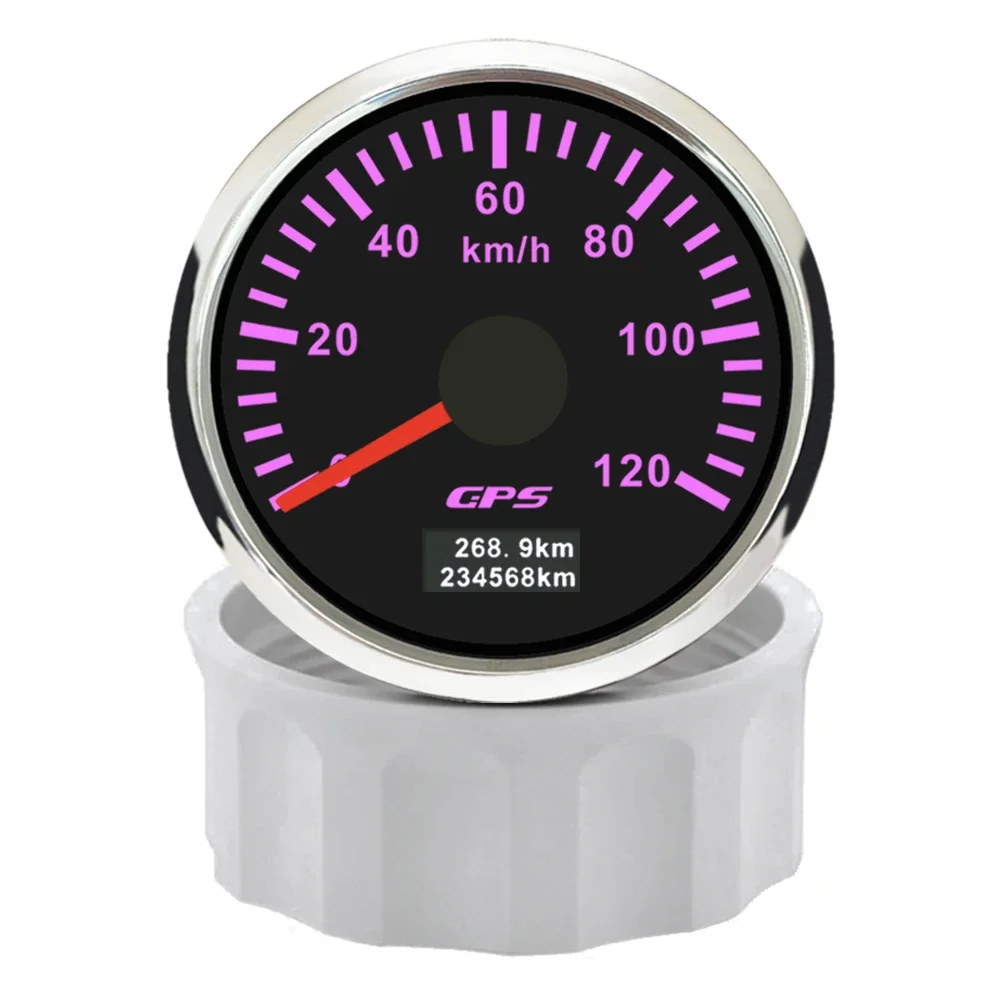 Newest Universal 52mm GPS Speedometer 0-30km/h 0-80KM/H 200kmh Odometer Tripmeter with GPS Antenna 7 Colors Backlight 12V 24V