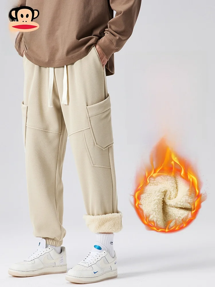 

PaulFrank Thiened Fce Lined Casual Pants Men's Spring Autumn Loose Trousers Cargo Sle Elastic Waist Sweatpants
