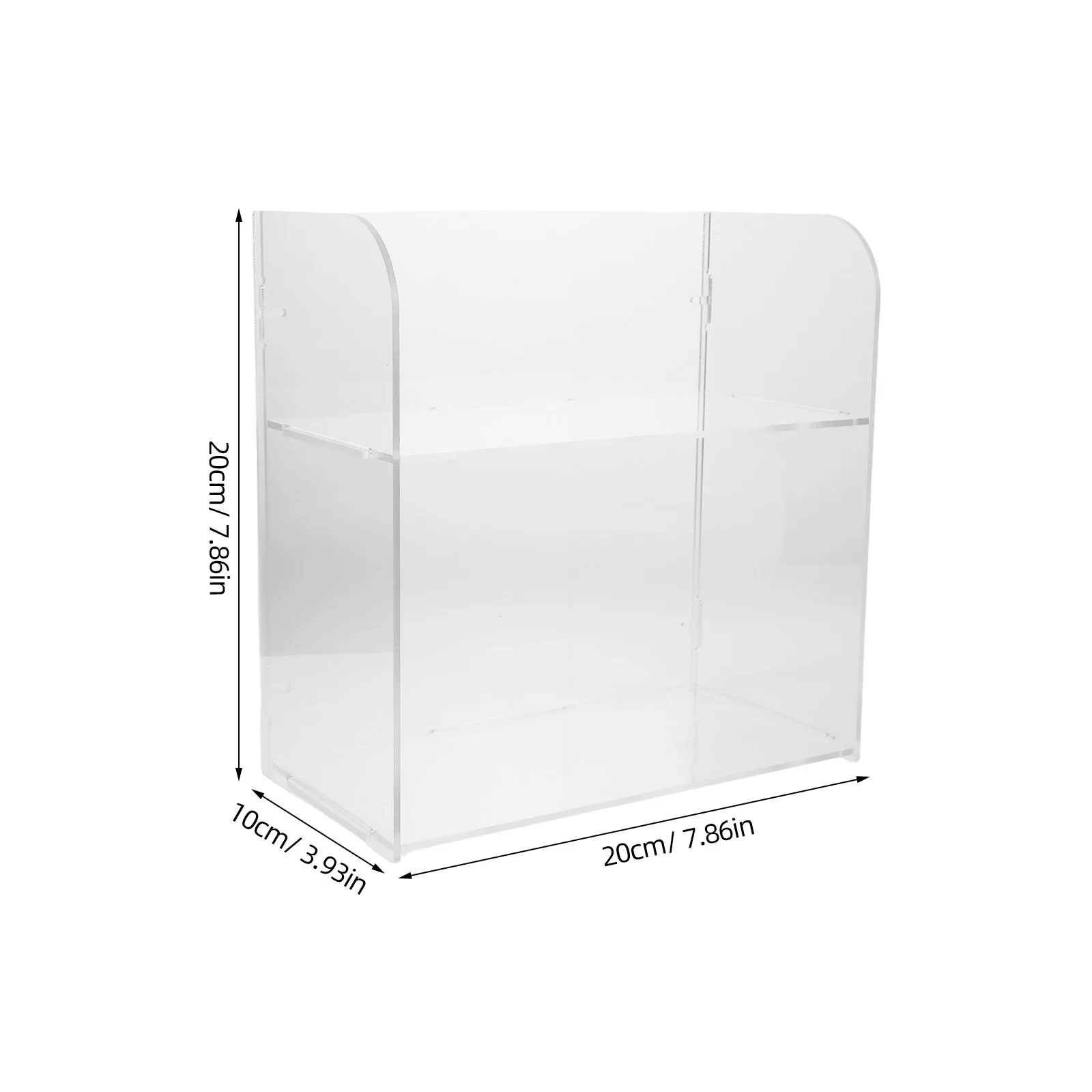 صندوق منظم مكياج من الأكريليك الشفاف مكون من طبقتين بتصميم بسيط للعناية بالبشرة ومنتجات التجميل لتخزين سطح المكتب على سطح المكتب
