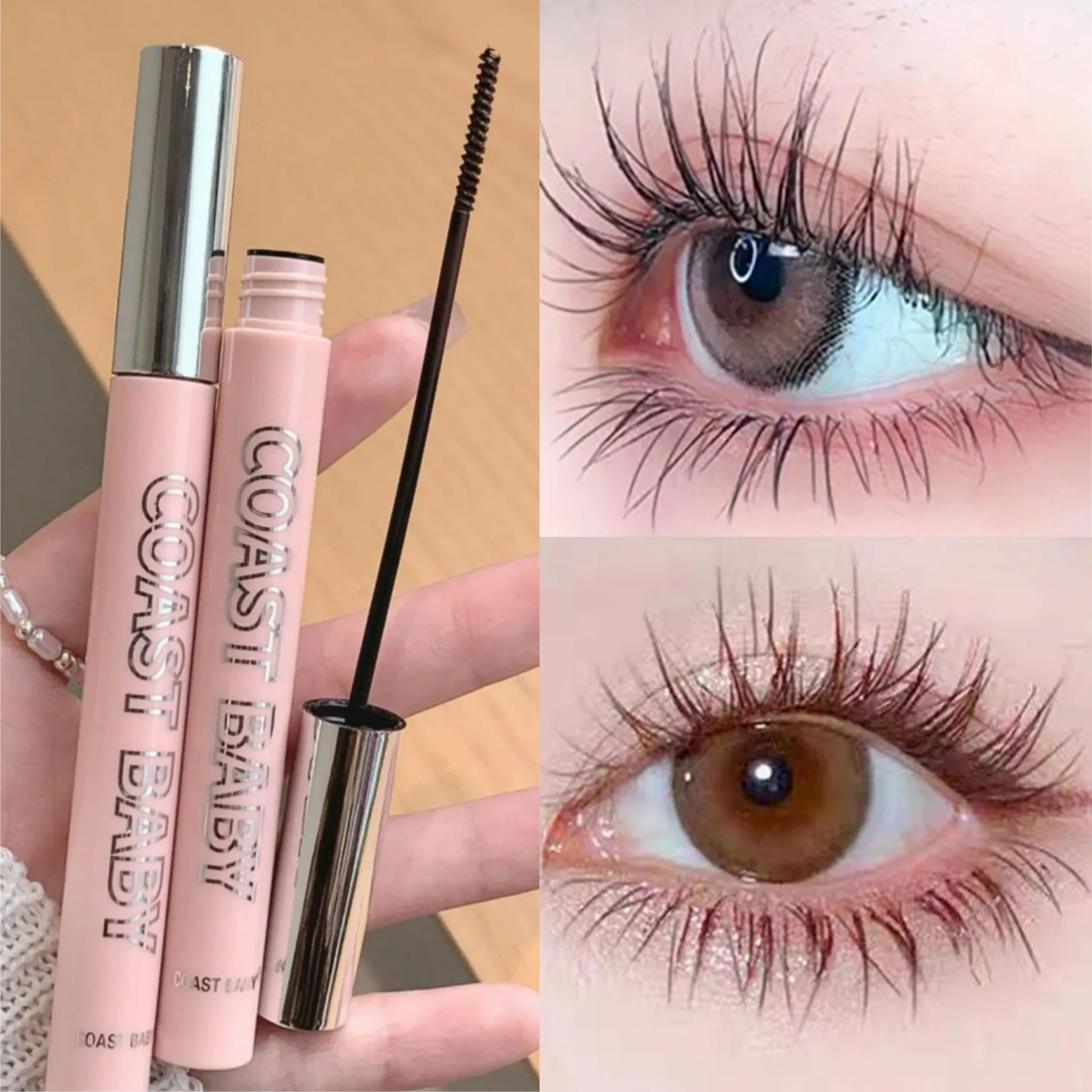 Mascara opaco in fibra di seta Pennello ultrafine per trucco Allunga le ciglia Mascara arricciante marrone nero ad asciugatura rapida impermeabile Comestic