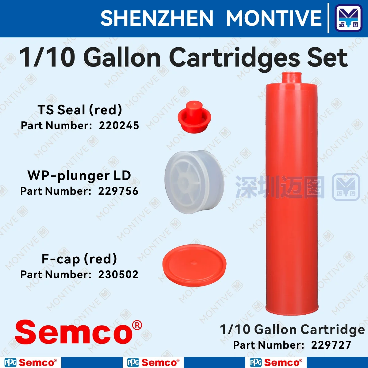 PPG SEMCO 229727 1/10gal HD Red Cartridges & Accessories UV one-component