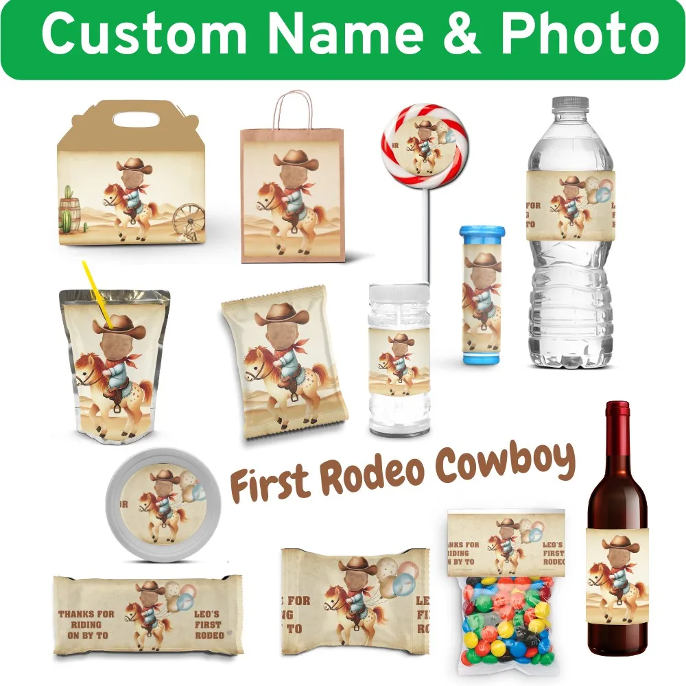 شخصية الأولى روديو كاوبوي حفلة عيد ميلاد الحسنات مجموعة أكياس موضوع الغربية لوحات وجبة خفيفة مغلفة الحلوى مخصص الطرف الديكور #1