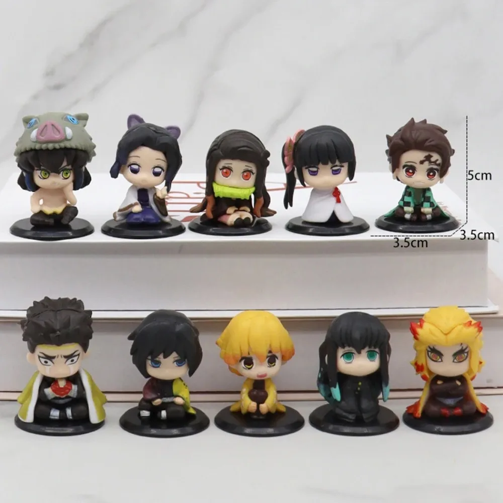 Boneca fantasma versão q tanjiro nidouzi inosuke zenizu personagem de ação pvc modelo quarto decoração presente anime periféricos