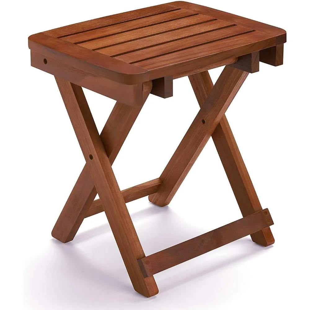 

Shower Bench-Bamboo Folding Shower Stool Seat Chair Fully Assembled-Hold Up to 500 LBS