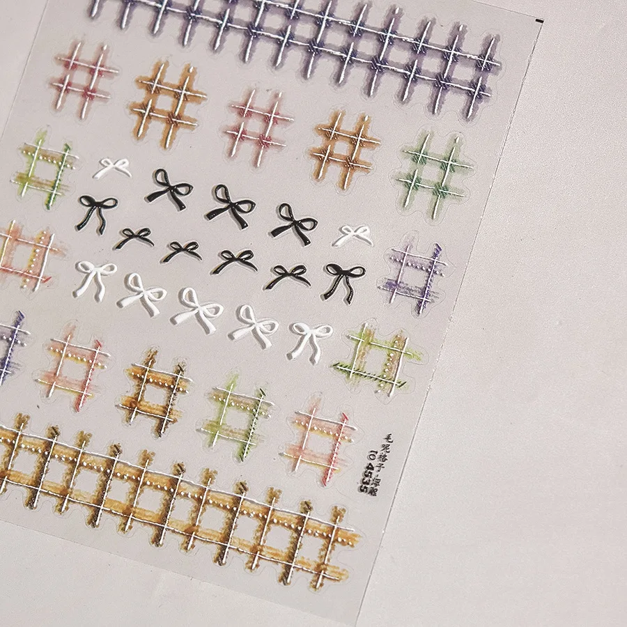 カラフルなちょう結びパールクリスタルラインストーン光沢のある弓シルクリボンノット 5D ネイルアートステッカー自己粘着装飾マニキュアデカール