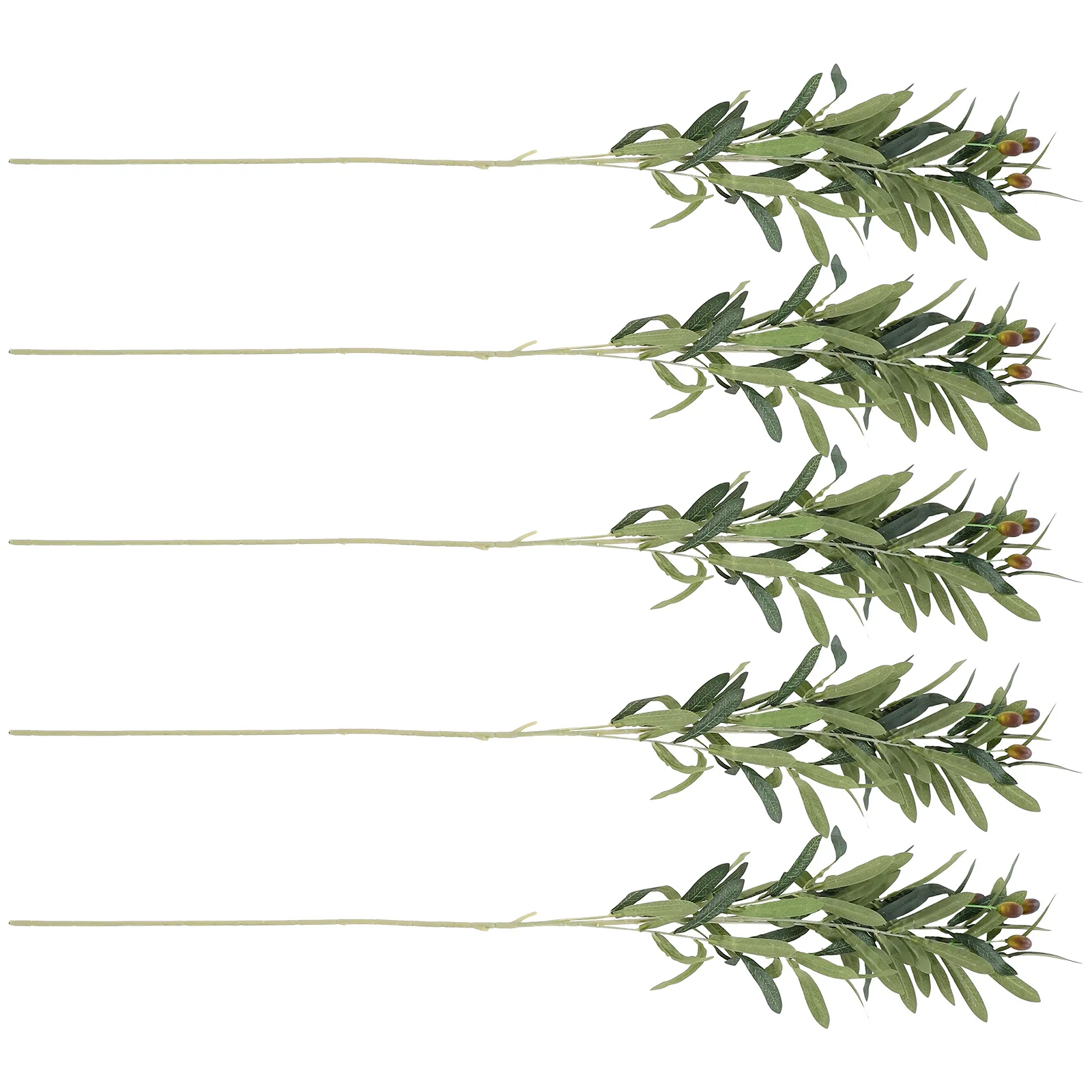 

5pcs Artificial Branches Faux Green Plants 6 Forks 4 Fruits for Home Table Decor Wedding Office Plastic Plant Garden