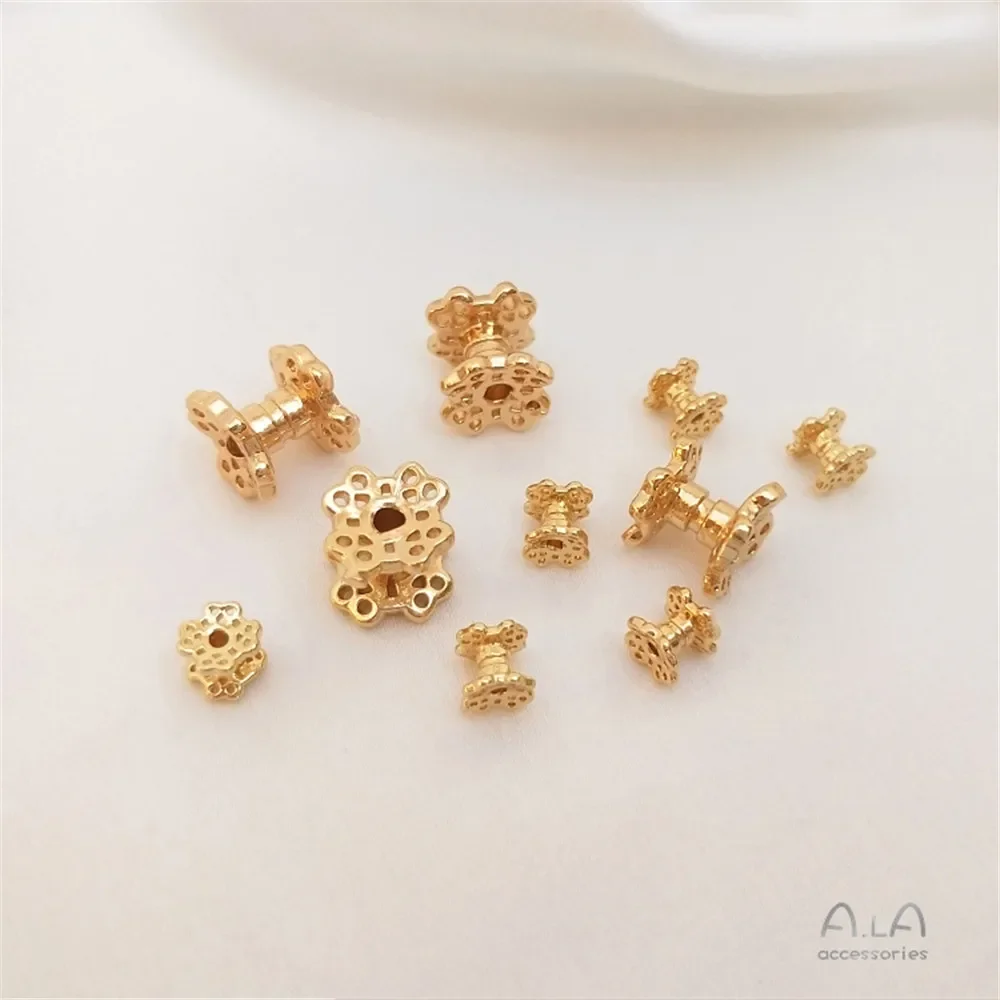 14K goudkleur dubbelzijdige bloembeugel, gescheiden kralenbeugel, diy handarmband, handstring sieraden accessoires materialen