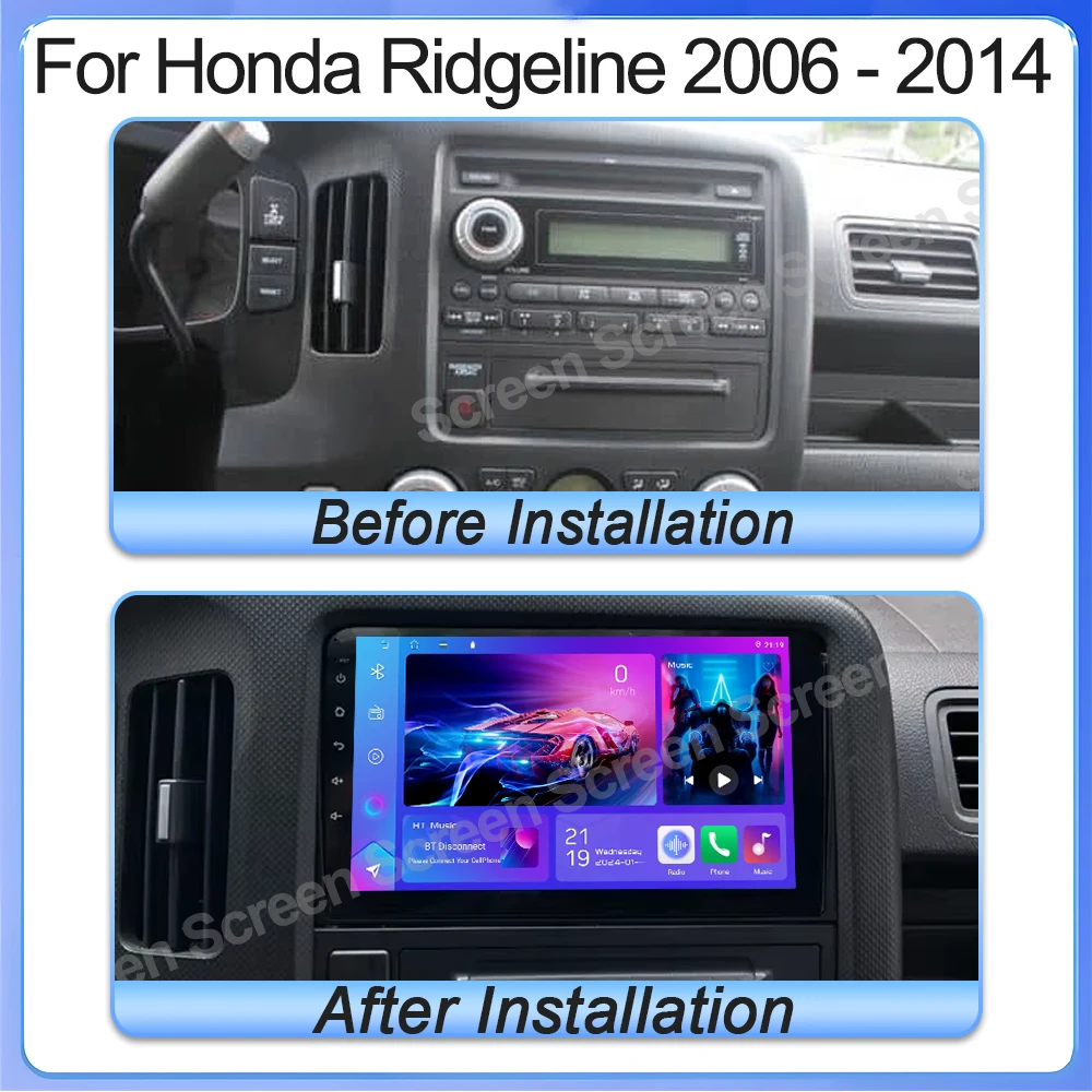 أندرويد 15 راديو السيارة لهوندا ريدجلاين 2006 - 2014 ستيريو Carplay مشغل وسائط متعددة أندرويد السيارات Screen5G واي فاي No 2din DVD GPS