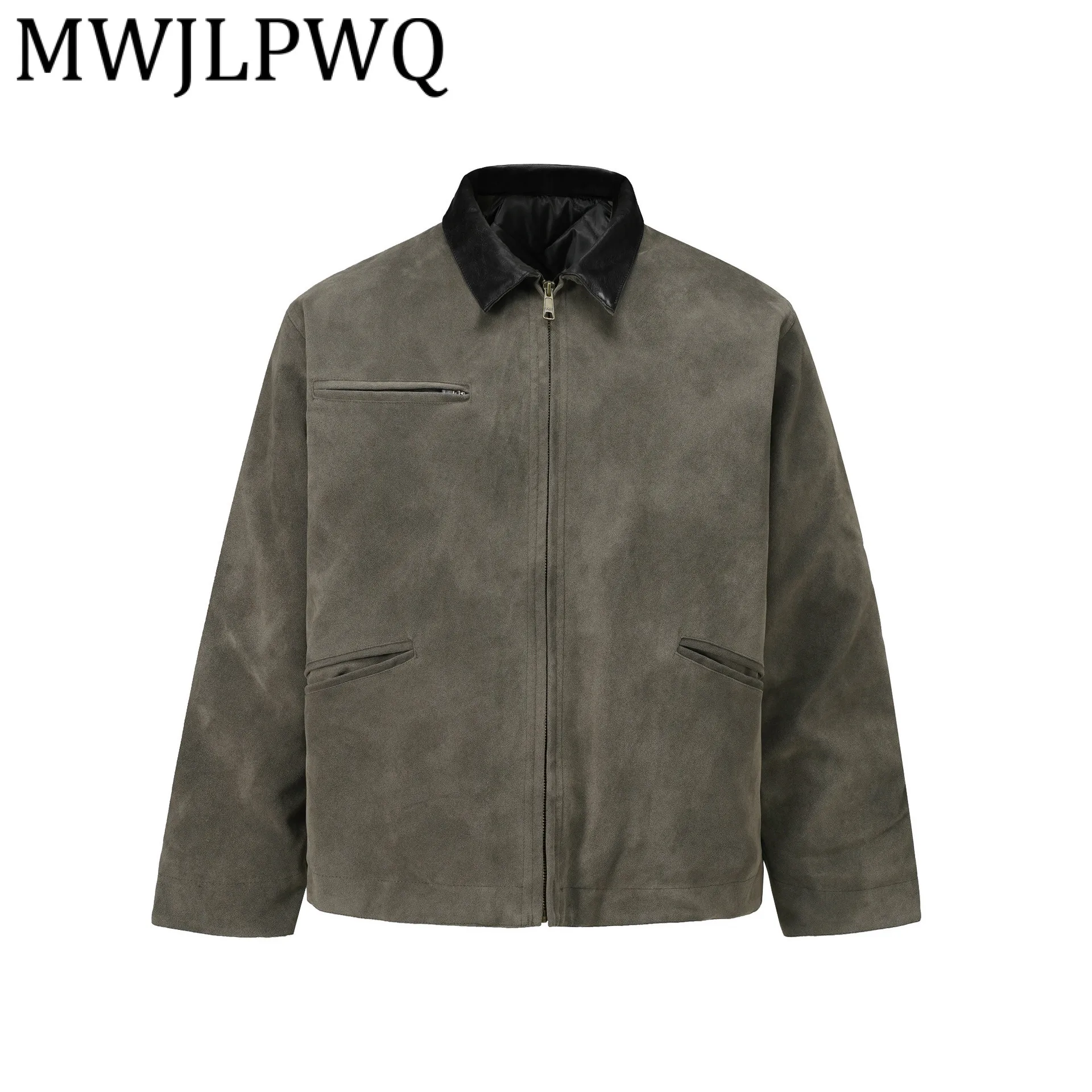 

MWJLPWQ American Style Simple Suede Cotton-Padded Jacket Male Contrast Color Lapel Street 2025 Winter New Casual Coat 21550