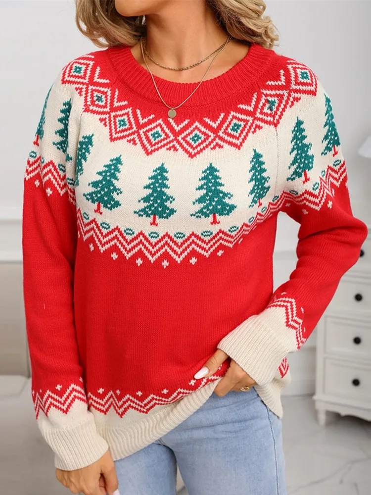

Christmas O-Neck Sweater Women Fashion Simple Winter Pullover Jumper High Elastic Knitted Fall Female Basic Casual Pullover Tops
