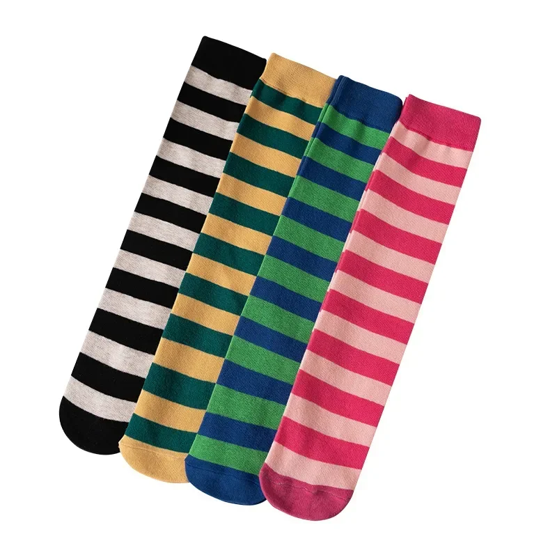 1 Pair Kid Girl Sock Y2K Style Retro Knee High Sock for Toddler Girl Solid Color Series Striped Calf Sock for Children