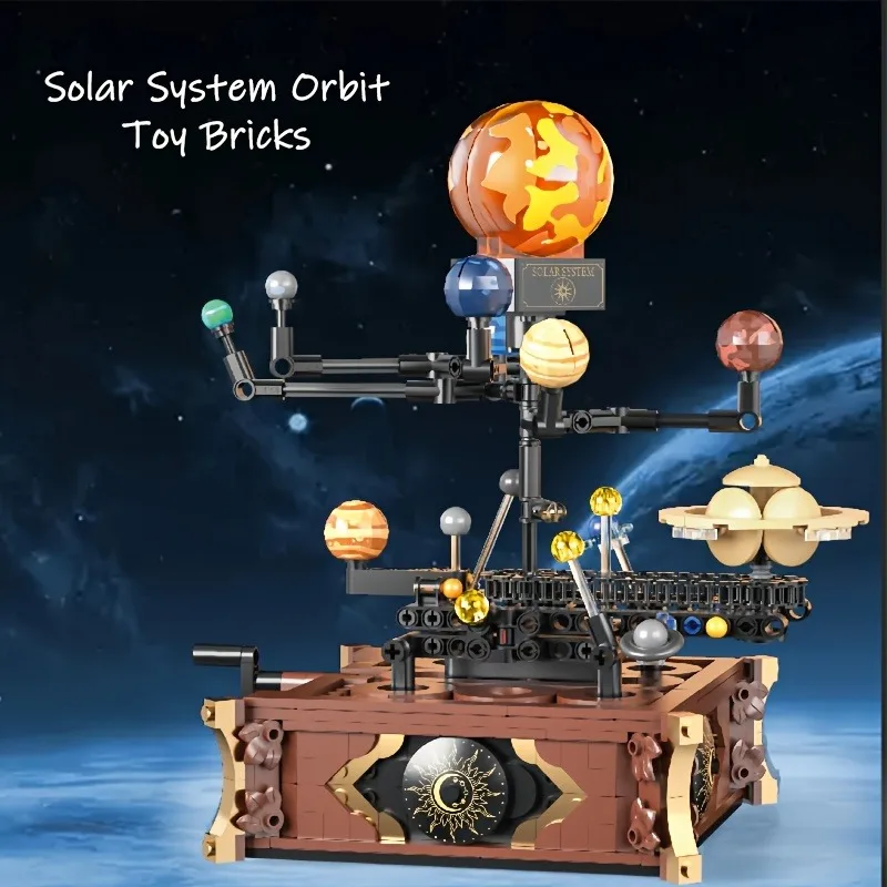 Juego de bloques de construcción del sistema solar, decoración creativa de modelo de bloques de construcción de escritorio, adecuada para coleccionar y regalos