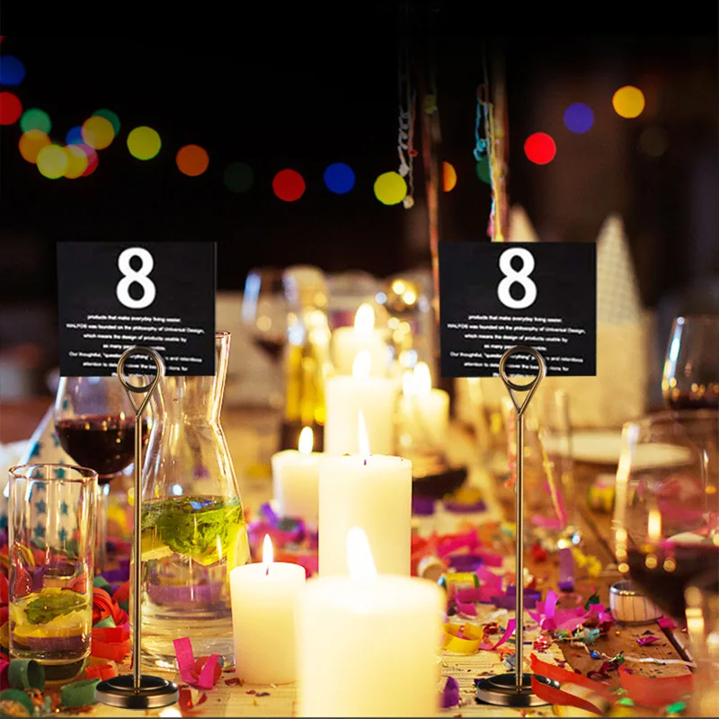 Porta menu da tavolo in acciaio inossidabile Tavolo con clip Porta ricette con numero di sedile riservato Porta carte per matrimoni per ristoranti