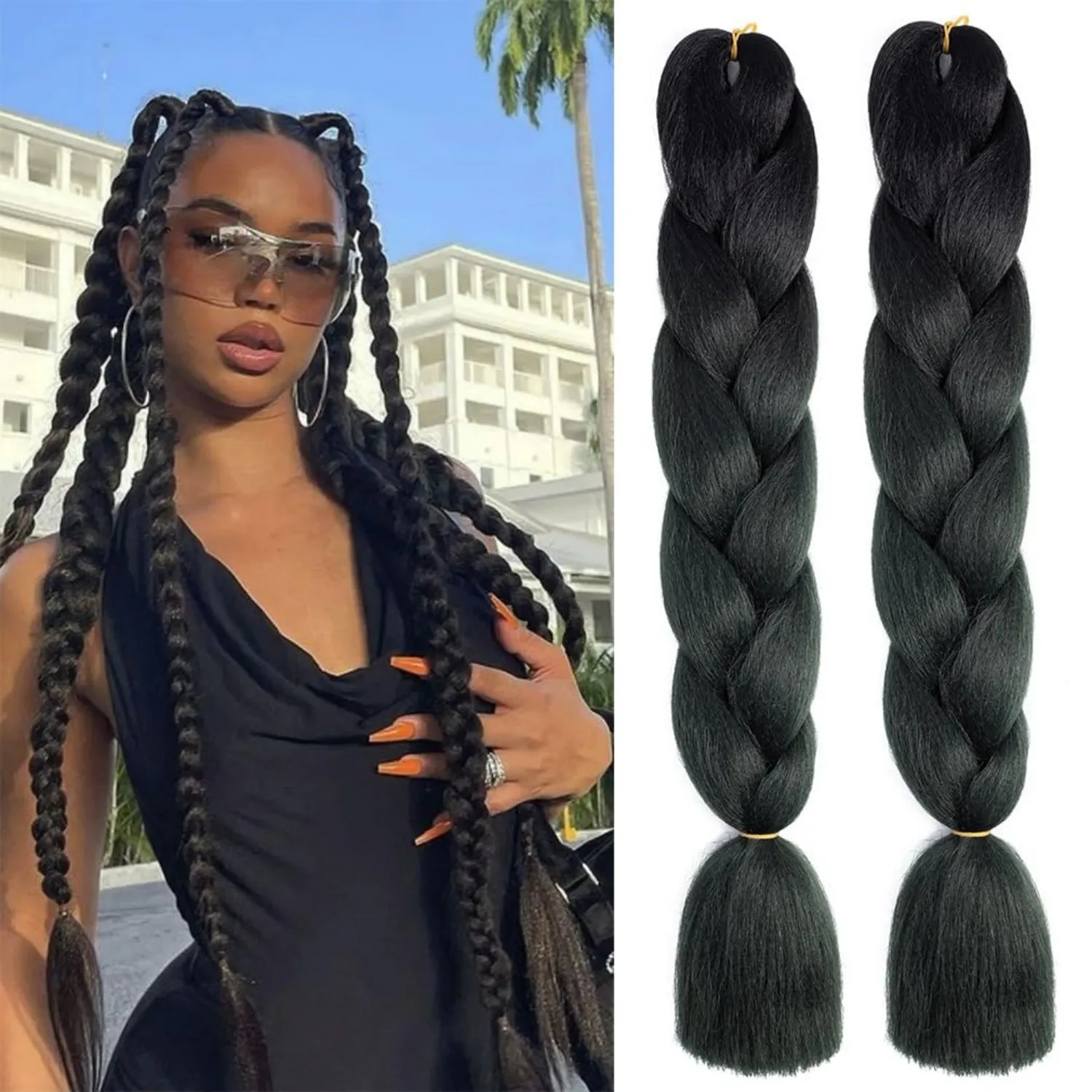 

Women Jumbo Braiding Hair Synthetic Jumbo Crochet Braiding Hair for Box Twist Braids Hair Extensions Pre Stretched Box Braids