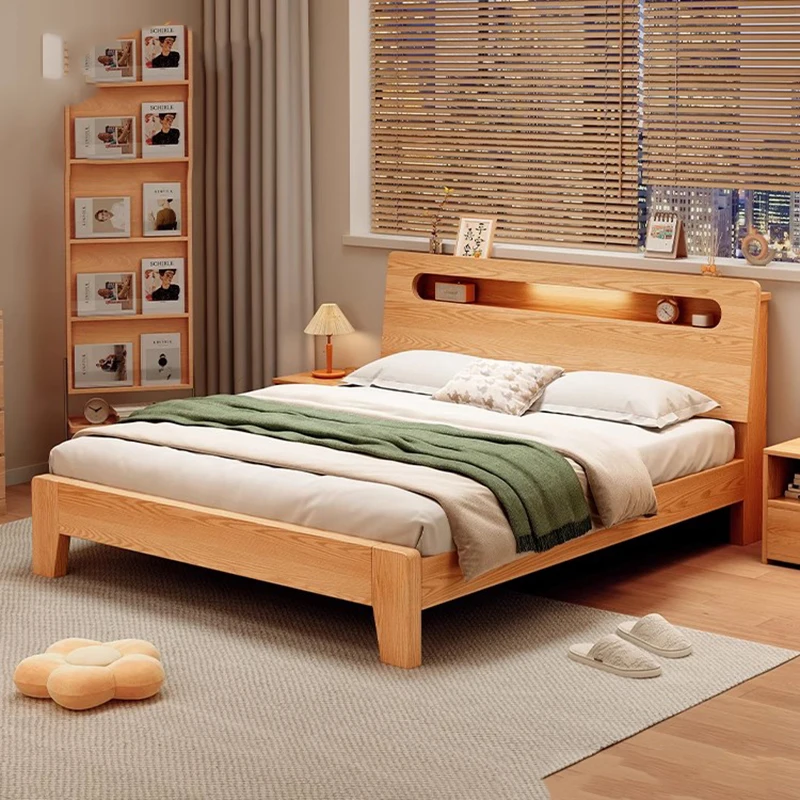 

European Wooden Platform Bed Double Children Bedroom King Size Bed Multifunctional Space Saving Beliche Lounge Suite Furniture