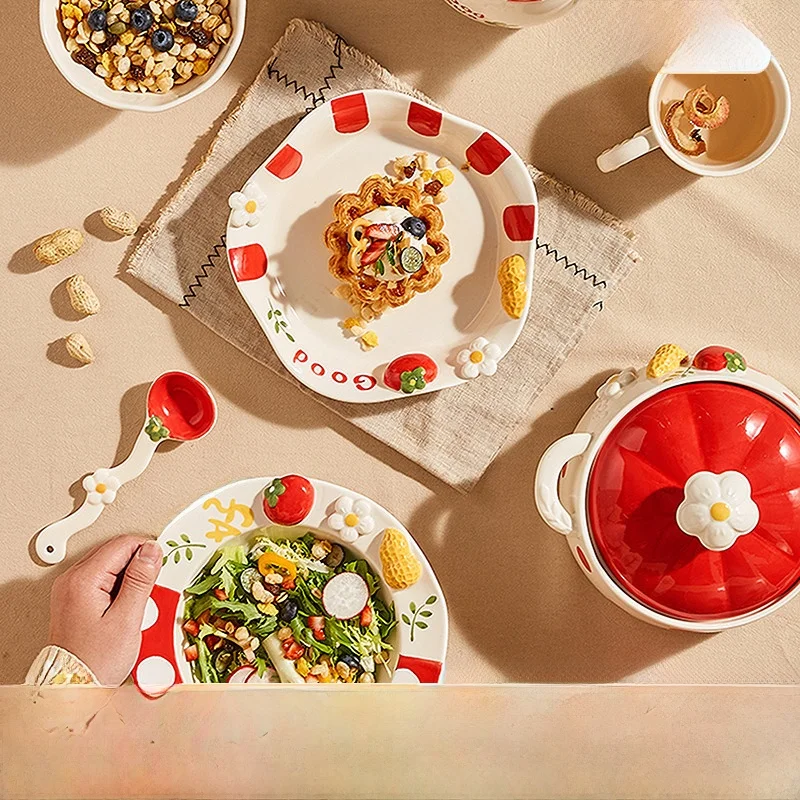 

8-Inch Relief Carving 'Good Things Happen' Plate Chinese Sle Cerc Dinnerware Fruit And Vegetable Patterned Flat...