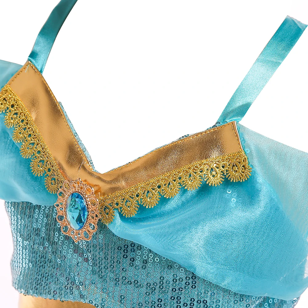 Klassisches Märchen Aladdin Wunderlampe Prinzessin Jasmin Mädchenkleid Cosplay Karneval Party Geburtstag Mädchenkleid Halloween Kostüme – Detail 5