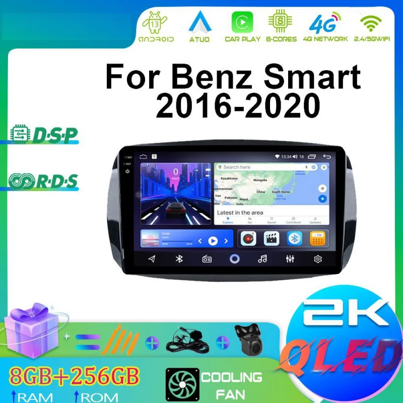

For Mercedes-Benz Smart 2016-2020 Car Intelligent Systems Android Car Player GPS WIFI Carplay 4G Car Radio Navigation Stereo