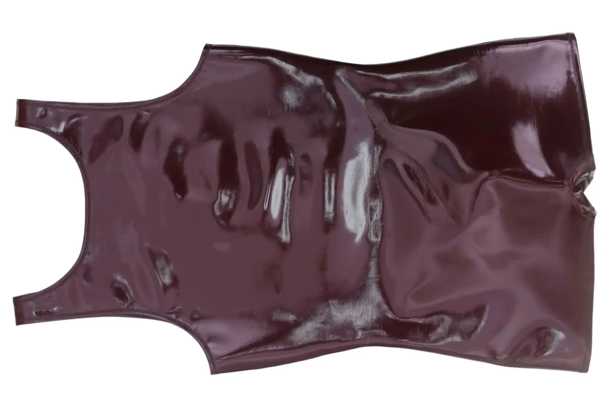 Double Sided PU Leather Reversible Vest Faux Leather Wet Look Tank Top S-3XL Convex Pouch Bodysuit Tights Shapers Body Teddy